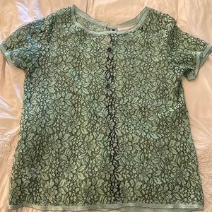 Loft ~ Lace mint green top